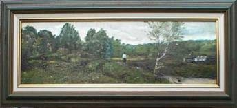 Paysage avec garçon en chemise blanche (54x17cm).